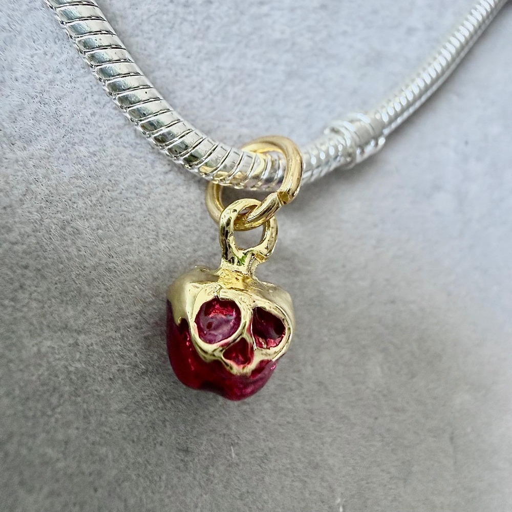 Snow White Poison Apple Skull Dangle Charm Red Gold‎ Tone fits PANDORA - Picture 5 of 8